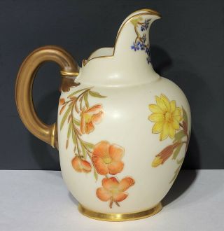 Antique Royal Worcester Porcelain Pitcher Vase W Flowers