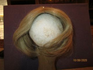 Antique 100 Human Hair Doll Wig,  Pate Mde Japan Med Blonde Dolls W 10