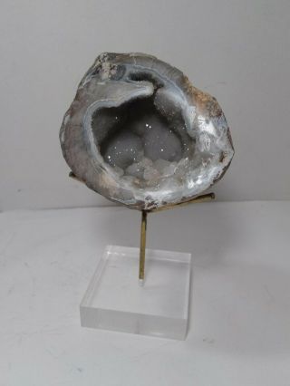Antique Cut & Polished Geode On Acrylic Display Stand,  Table Sculpture
