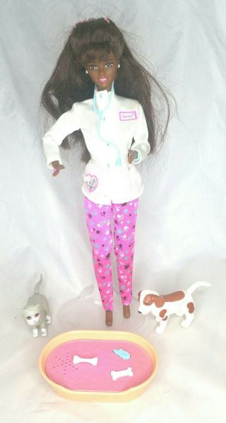 Rare Ethnic Aa Barbie Doll Pet Doctor Vet Mattel In 1996 Collectable Doll Pets