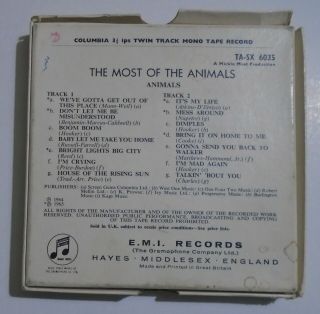 The Most Of The Animals.  Rare 1964 Reel To Reel Twin Track Mono Tape.  TA - SX 6035. 2