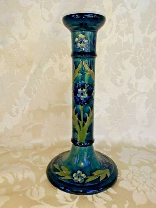 RARE Vintage Wm Moorcroft England Pottery Candlestick Signed Blue Green 1920 ' s 4