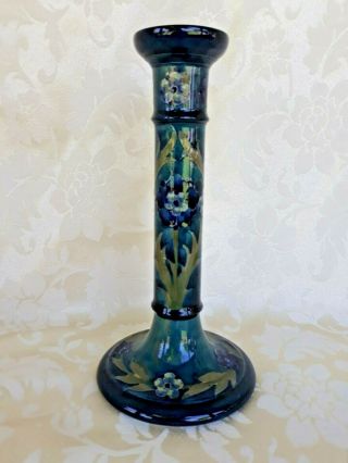RARE Vintage Wm Moorcroft England Pottery Candlestick Signed Blue Green 1920 ' s 5