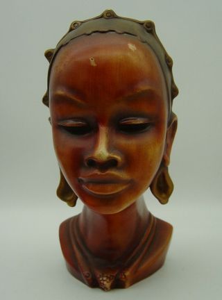 Rare Vtg 50s Cortendorf Western Germany 3439 Pottery Bust African Lady Head