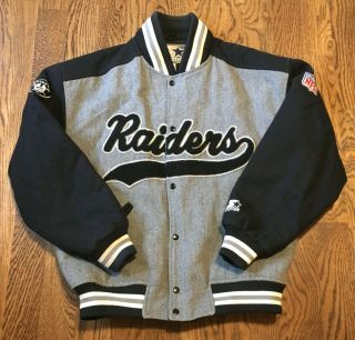 Vintage Oakland Raiders Jacket Xl Starter Nfl Football Wool Blend Las Vegas Rare