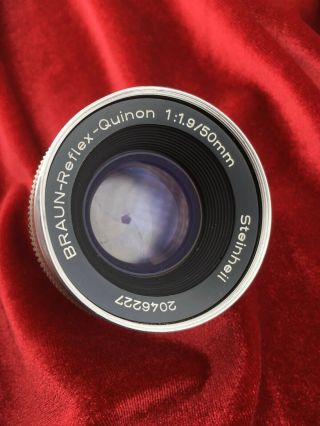 Rare Steinheil Braun Reflex Quinon 50mm F1.  9 Lens Dkl West Germany