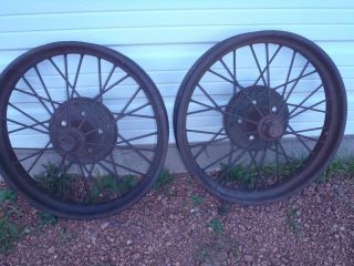 Rare Vintage Ford Model T 1926 Or 1927 Cars Rims Two Steel Wire Wheels