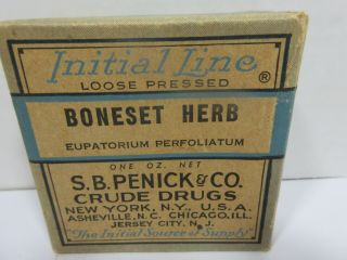 Antique Boneset Herb Apothecary Pharmacy Crude Drug Medicine Box Initial Line