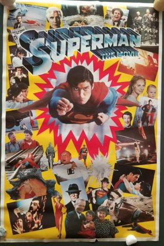 Vintage 1979 Superman The Movie Poster " Superman Montage " 23x35 " Dc Comics Inc.