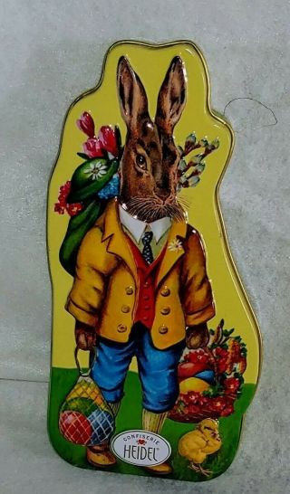 Heidel Chocolate Easter Bunny Tin Rabbit Made In Germany Rare