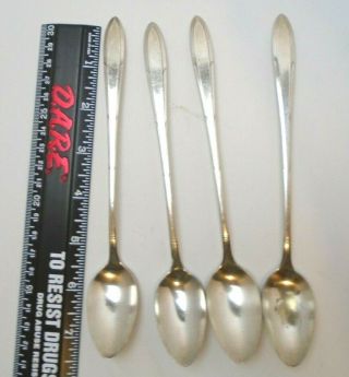 4 Oneida Reverie Nobility Silver Plate Iced Tea Spoons 1937 Silverware