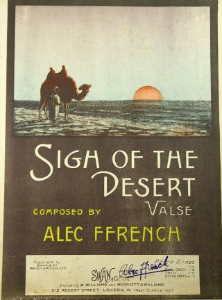 Alec Ffrench Sigh Of The Desert Antique Piano Solo Sheet Music 1915 Swan Co