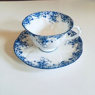 Antique Shelley Dainty Blue Tea Cup And Saucer
