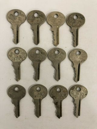 Antique 12 Master Lion Keys Skeleton Keys Flat Keys Iron Keys Brass & Silver 81