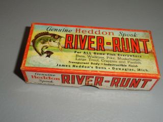 Vintage Fishing Lure Box Only Heddon River Runt Spook Sinker Green Scale Finish