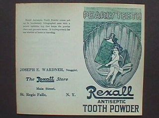 Great Antique Rexall Tooth Powder Advertising Flyer Pearly Teeth