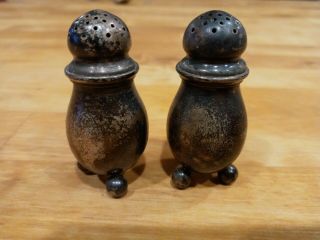 Rare 1928 Reed & Barton Sterling Silver Salt Pepper Shakers.  Patina