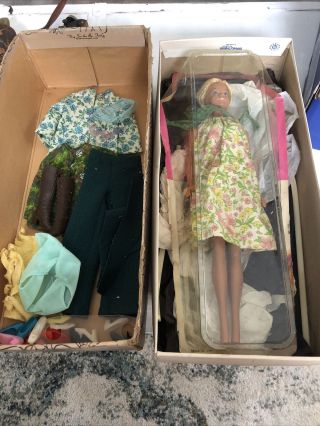 Vintage 1966 Mattel Barbie Doll Blonde Hair Blue Eyes Korea Partial Box