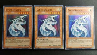 (3x) 2005 Yu - Gi - Oh Cyber Dragon Crv - En015 1st Edition Rare Near