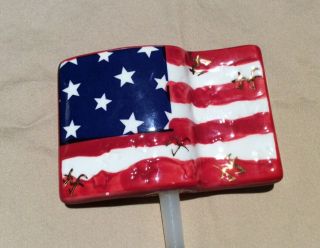 Nora Fleming Retired Mini American Flag - - Rare - In Perfect Shape