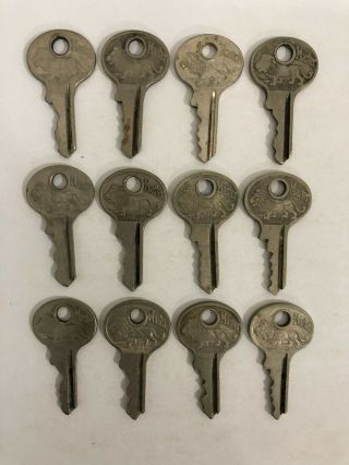 Antique 12 Master Lion Keys Skeleton Keys Flat Keys Iron Keys Brass & Silver 80
