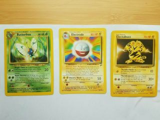 5 Pokemon Cards Base Set 1 &2 Fossil Electabuzz Electrobe Butterfree Gengar Rare