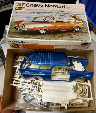 1957 Chevy Nomad Revell 1 25 Scale Wagon Plastic Model Box 1969 Vintage Part Car