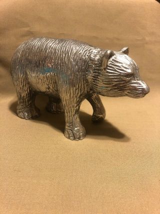 Vintage Pewter Black Bear Figurine Hand Made Chisled Rare Unique 8 Inch