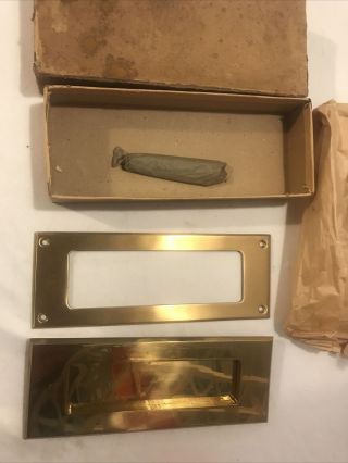Russell Erwin Brass Mail Slot Letter Plates Old Vintage 1895 - 1905