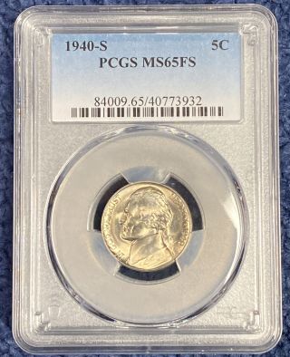 1940 - S Jefferson Nickel Pcgs Ms65 Fs Full Steps Gem Bu Uncirculated Coin 5c Rare