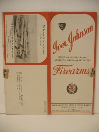 Rare Iver Johnson Firearms Shotgun Rifle Pistols Brochure Advertisement