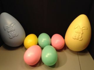 Vintage Rare 1998 Grand Venture Blow Mold Easter Eggs 14 " And 8 "