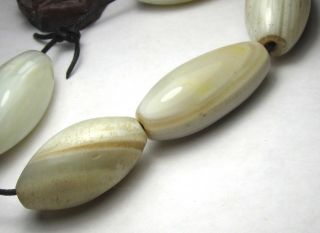 5 Rare Large Stunning Ancient Oval Banded Agate Eye Mali Beads @