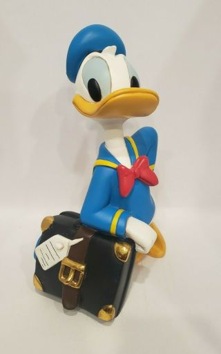 Extremely Rare Donald Duck With Suitcase Big Figurine Statue Pre - Owned