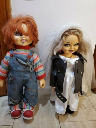 Chucky & Tiffany - Bride Of Chucky - Spencer Gifts Dolls - 1998 - Rare - Set Of 2