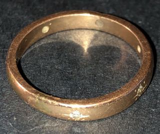 Antique Ladies Gold/brass? Ring W/ Diamonds - Estate