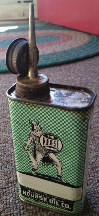 Rare 1940s - 50s Nourse Oil Co.  1/2 Pint Oil Can.  Kansas City,  Missouri