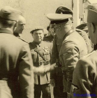 Port.  Photo: Rare German Elite Waffen General & Staff Meet Romanian Officers