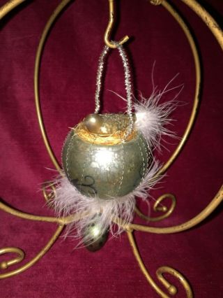 Vintage Antique Style Mercury Glass Springtime Birdsnest Tinsel Easter Ornament