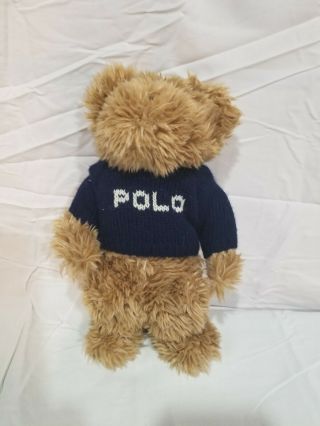 Vtg Ralph Lauren Polo Teddy Bear Usa Stuffed Plush Navy Blue Sweater 2002