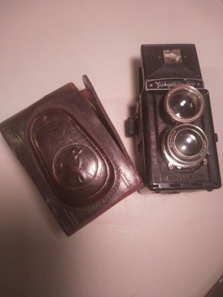 Antique Voigtlander Brilliant Camera Compur Voigtar Lens Parts Or Display W Case