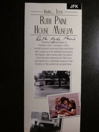 Ruth Hyde Paine Authentic Hand Signed Autograph Flyer - Jfk Assassination - Rare