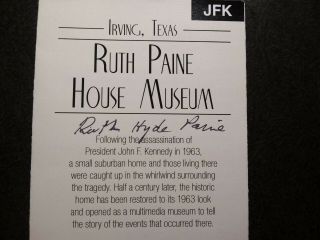 RUTH HYDE PAINE Authentic Hand Signed Autograph FLYER - JFK ASSASSINATION - RARE 3