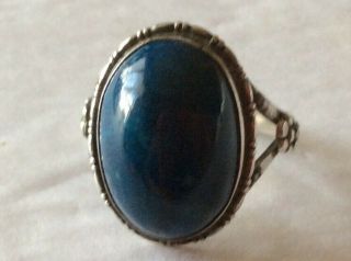 Sterling 925 Silver Lapis Blue Gemstone Ring Size 6 Vintage Estate Jewelry