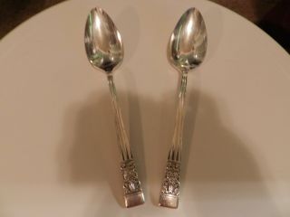 Set Of 2 Silver Plated Oneida Community Coronation Serving Spoons 8 - 1/4 " Exc