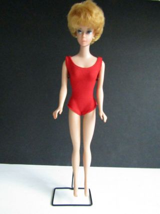 Vtg Bubblecut Barbie Doll Blonde Red Swim Suit
