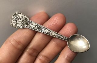 Vintage Yaacov Heller Israel Grapes Sterling Silver Miniature Salt Spoon 2.  75”