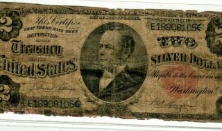 $2 " William Windom " (silver Certificate) 1891 $2 " William Windom " 1891 Rare
