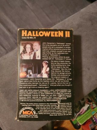 Halloween II Horror MCA John Carpenter 1st Print BETA NOT VHS RARE 3