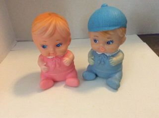 Vintage Girl Boy Squeak Toys Made In Korea
